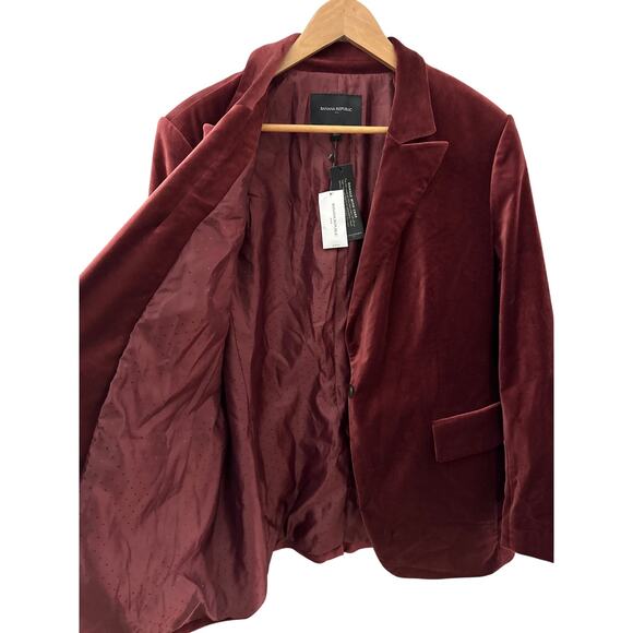 Banana Republic Plus Alyse Velvet Blazer Red Madder Size 16 - Picture 6 of 13